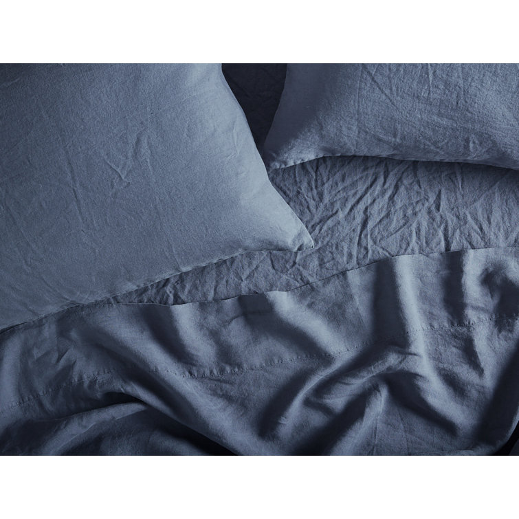 Harbor Blue Organic Cotton Percale Queen Sheet Set