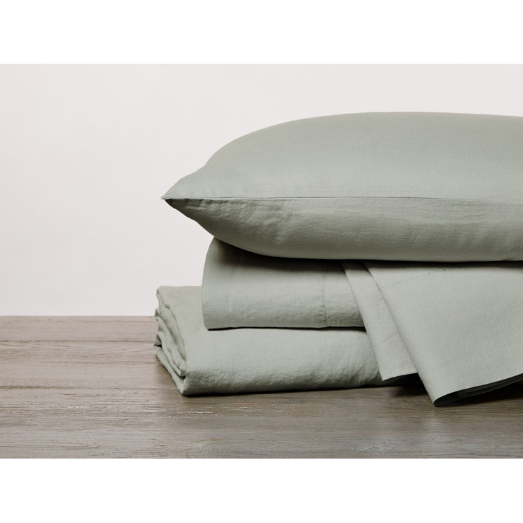 Harbor Blue Organic Linen Standard/Queen Pillowcase Set