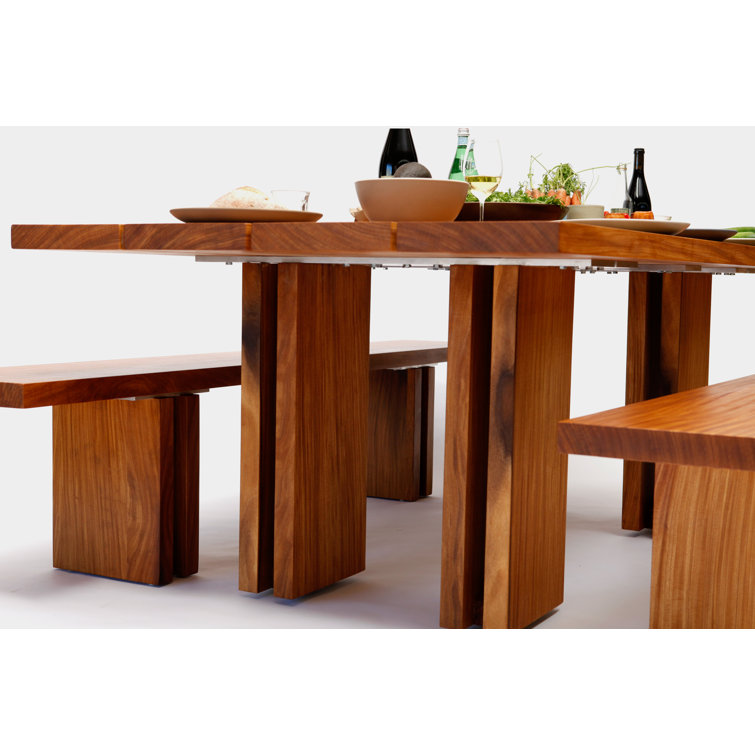 Elegant Afromosia Solid Wood Rectangular Dining Table, Seats 8