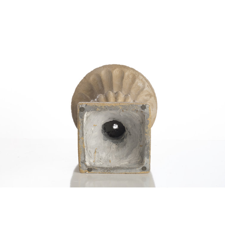 Beige Stone Fiberstone Outdoor Urn Planter with Drainage Holes