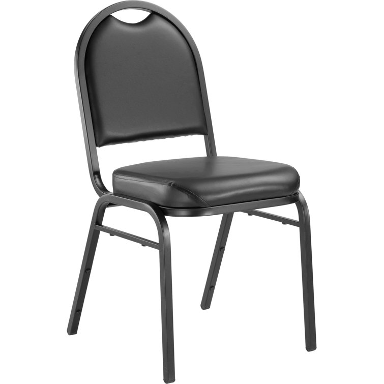 Panther Black Vinyl Armless Reception Chair with Metal Frame