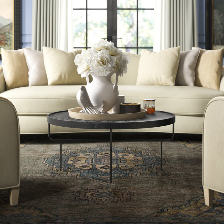 Black Ash and Metal Round Coffee Table