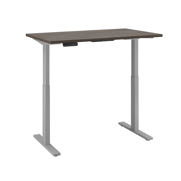 ErgoFlex Black Walnut and Cool Gray Electric Sit-Stand Desk 47.6"