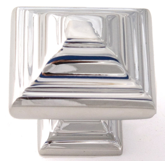 Polished Chrome Square Cabinet Knob with Mounting Hardware