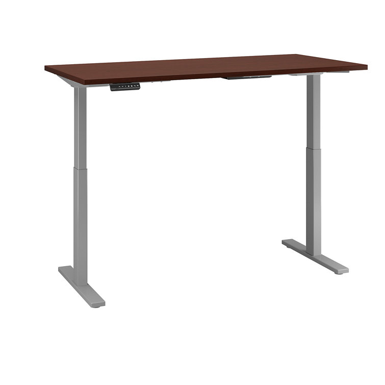 Move 60 Adjustable Height 59" Mocha Cherry & Black Standing Desk with Filing Cabinet