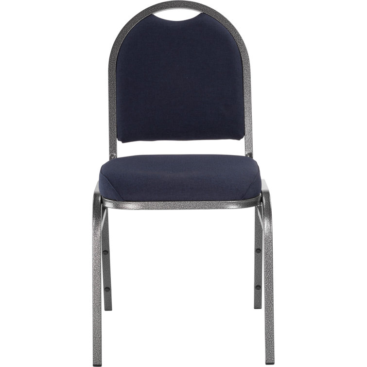 Midnight Blue Fabric and Silvervein Metal Stackable Chair