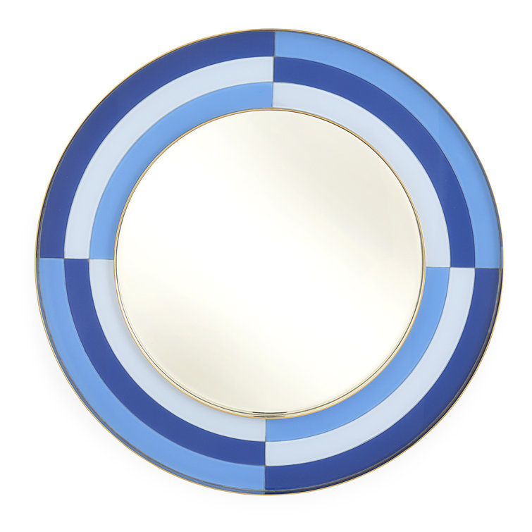 Harlequin 25'' Round Blue Metal and Glass Mirror