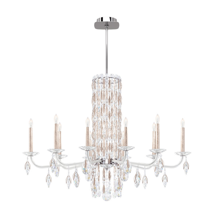 Antique Silver 10-Light Chandelier with Clear Heritage Crystal