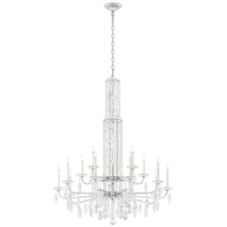 Elegant White 17-Light Chandelier with Clear Heritage Crystals