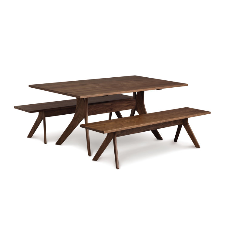 Audrey Natural Walnut Solid Wood Bench with Squared Legs