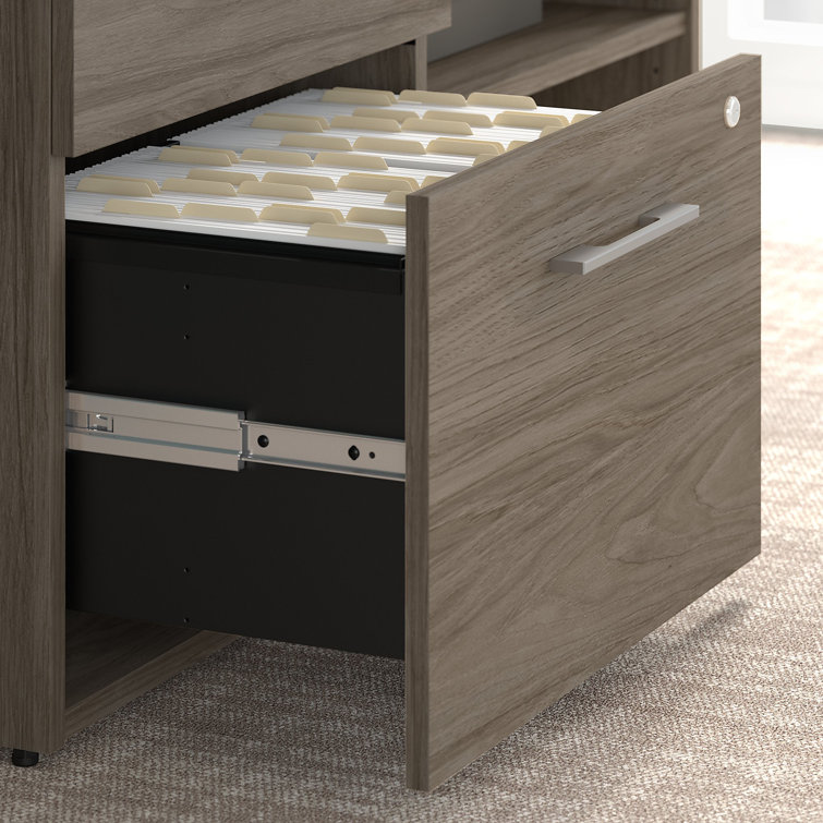 Modern Hickory 44" Wide Lockable Office Storage Cabinet
