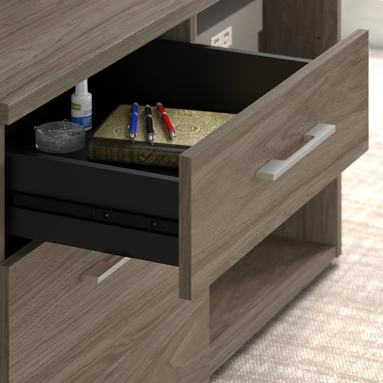 Modern Hickory 44" Wide Lockable Office Storage Cabinet