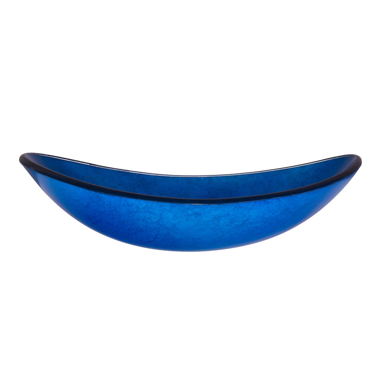 Azure Blue Oval Glass Vessel Sink with Oil Rubbed Bronze Drain
