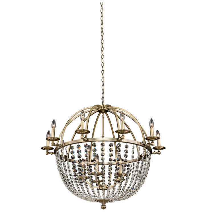 Brushed Champagne Gold 15-Light Crystal Chandelier