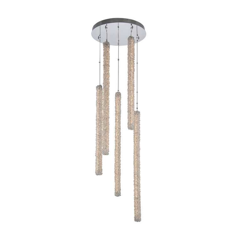 Lina 46" Polished Chrome LED Pendant with Crystal Strands