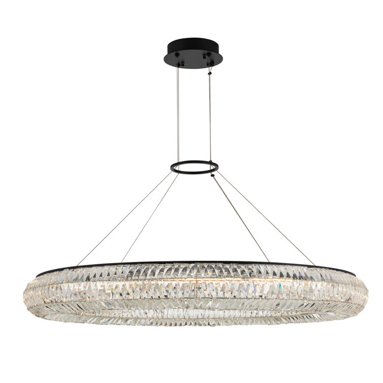 Tamburo Matte Black and Crystal LED Pendant Light