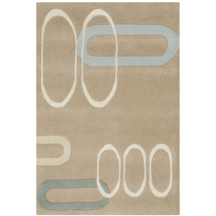 Soho 7'6" x 9'6" Beige and Gray Wool Tufted Area Rug