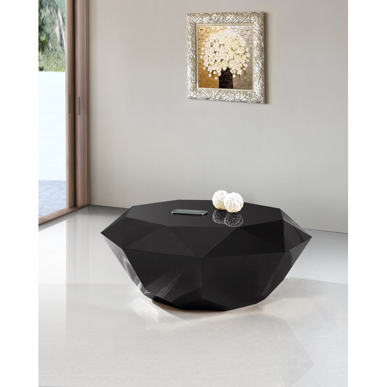 Gemma Matte Black Steel Diamond-Shaped Coffee Table