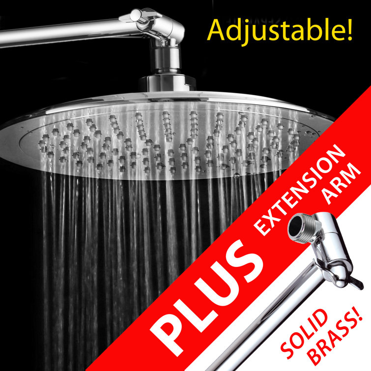 9-Inch Chrome Adjustable Rain Shower Head with Brass Extension Arm