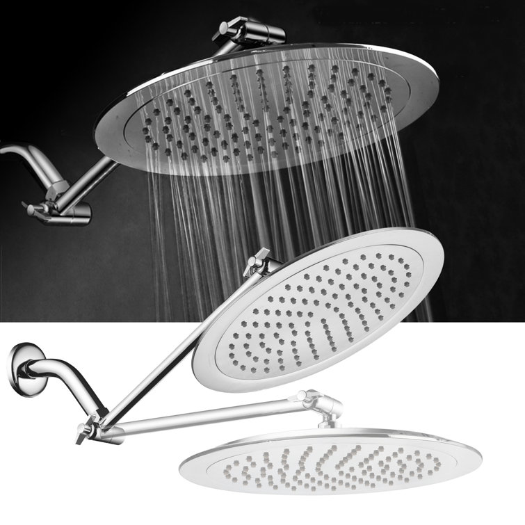 9-Inch Chrome Adjustable Rain Shower Head with Brass Extension Arm