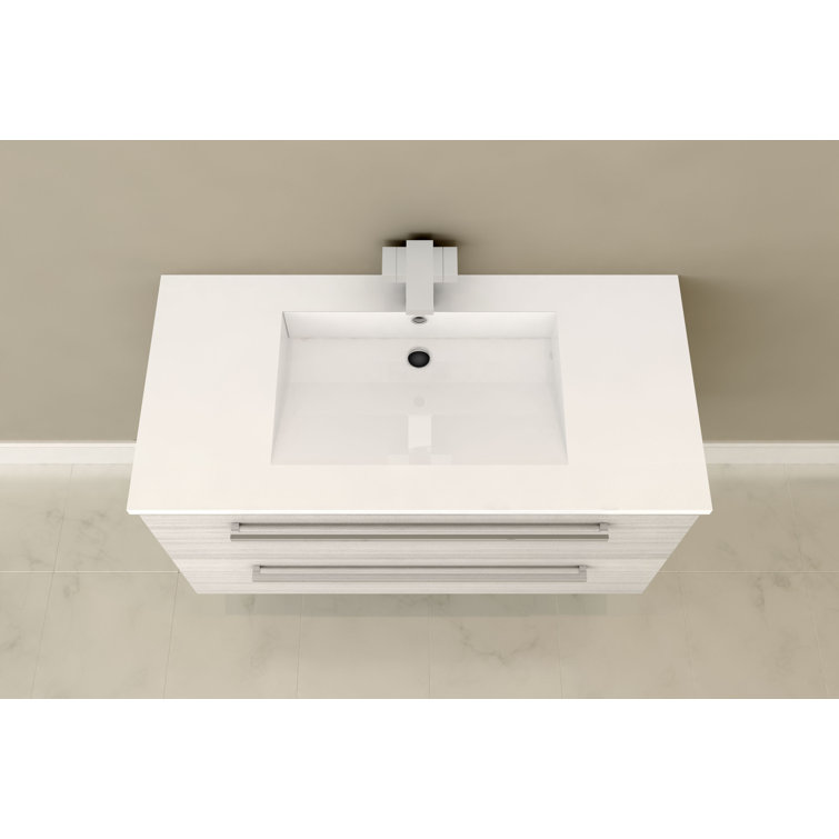 White Chocolate 30" Wall-Mount Single Sink Vanity with Marble Top