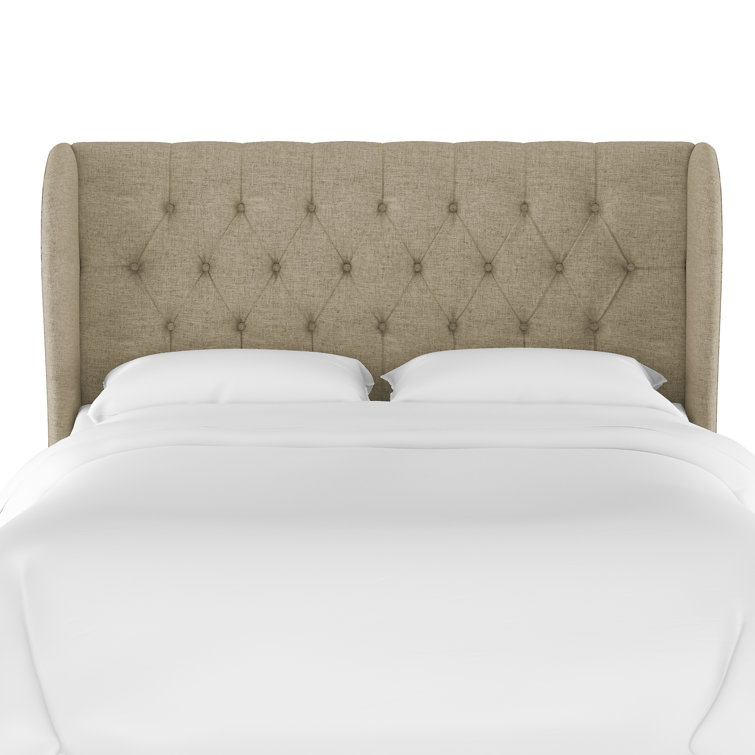 Zuma Natural Textured Linen Tufted California King Upholstered Headboard