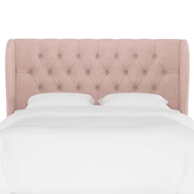 Queen Rosequartz Linen Upholstered Tufted Headboard