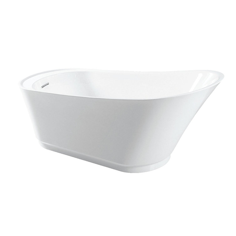 Aqua Eden 60-Inch White Acrylic Freestanding Slipper Tub
