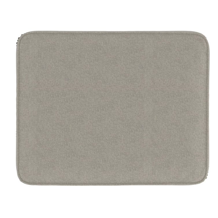 Beige Nailhead-Accented Transitional Ottoman with Bun Feet