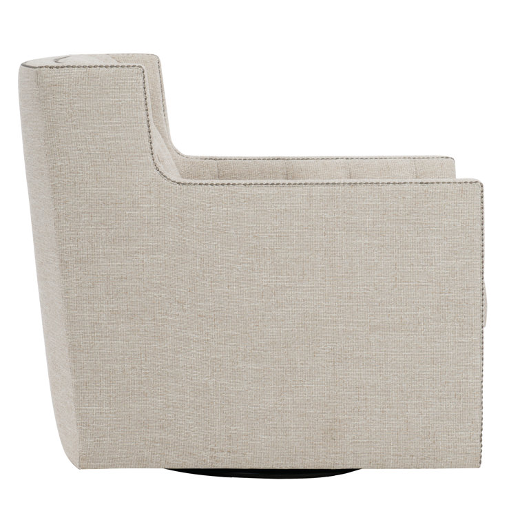Candace Cream Leather Swivel Chair with Nailhead Trim