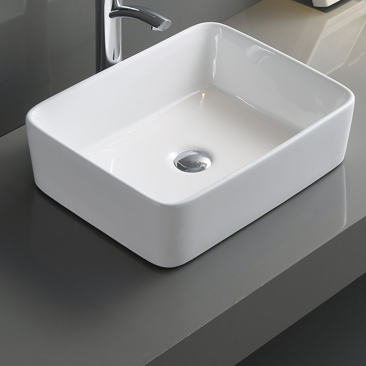 Ruvati 19'' White Ceramic Rectangular Above-Counter Vessel Sink