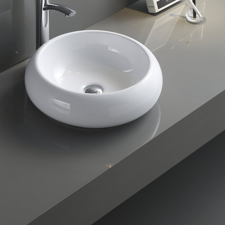 Ruvati 18" White Ceramic Round Above-Counter Vessel Sink