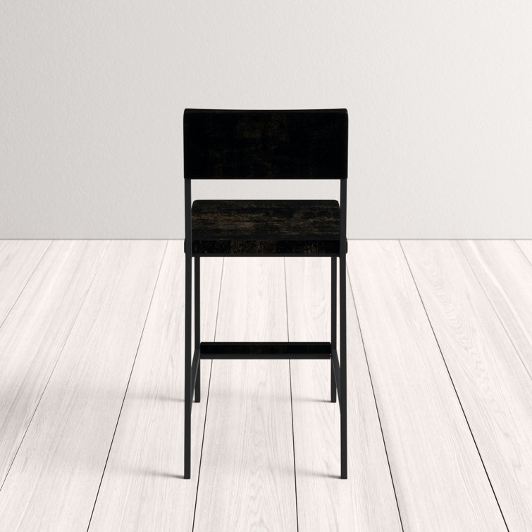 Tacoma 24.8" Black Wood and Metal Counter Stool