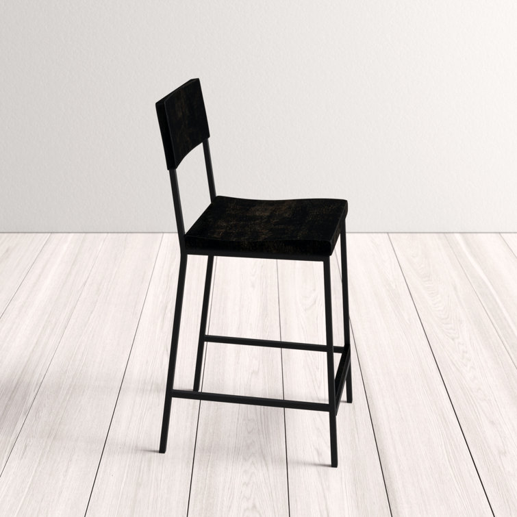 Tacoma 24.8" Black Wood and Metal Counter Stool