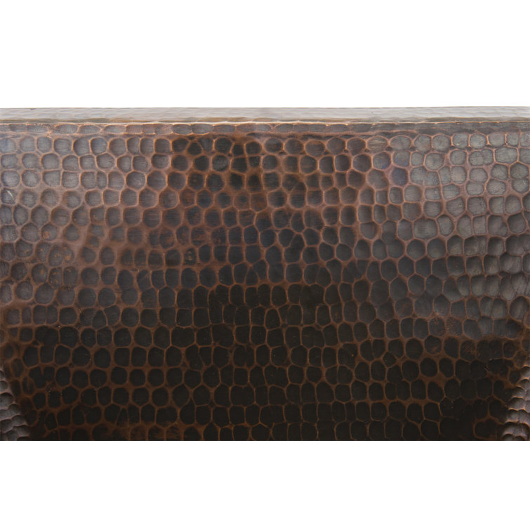 15" Square Oil Rubbed Bronze Hammered Copper Bathroom Sink