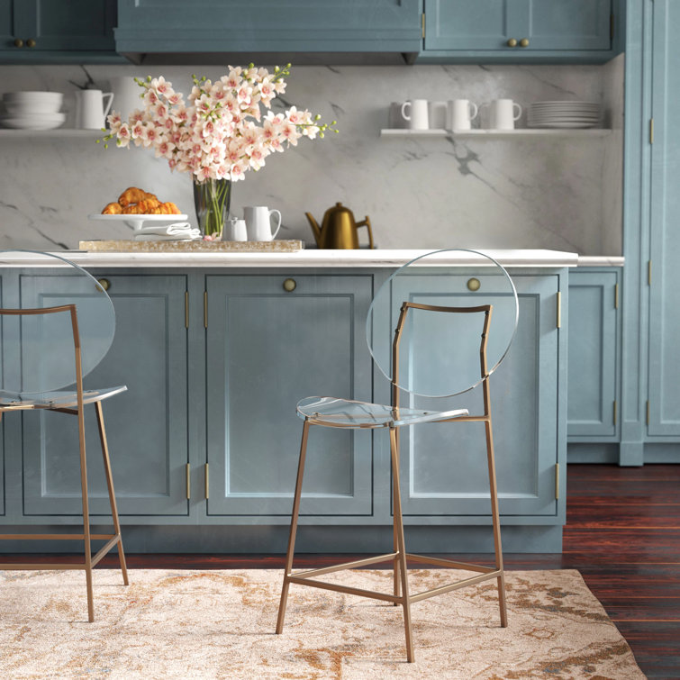 Elegant Gold and Clear Acrylic Full Back Counter Stool, 25'' Seat Height