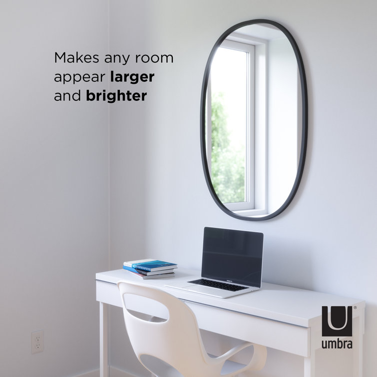 Sleek Modern Oval Hub Wall Mirror 18"x24" in Black