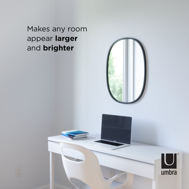 Sleek Modern Oval Hub Wall Mirror 18"x24" in Black