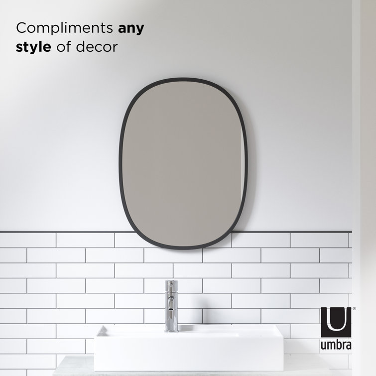 Sleek Modern Oval Hub Wall Mirror 18"x24" in Black
