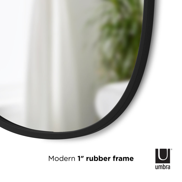 Sleek Modern Oval Hub Wall Mirror 18"x24" in Black