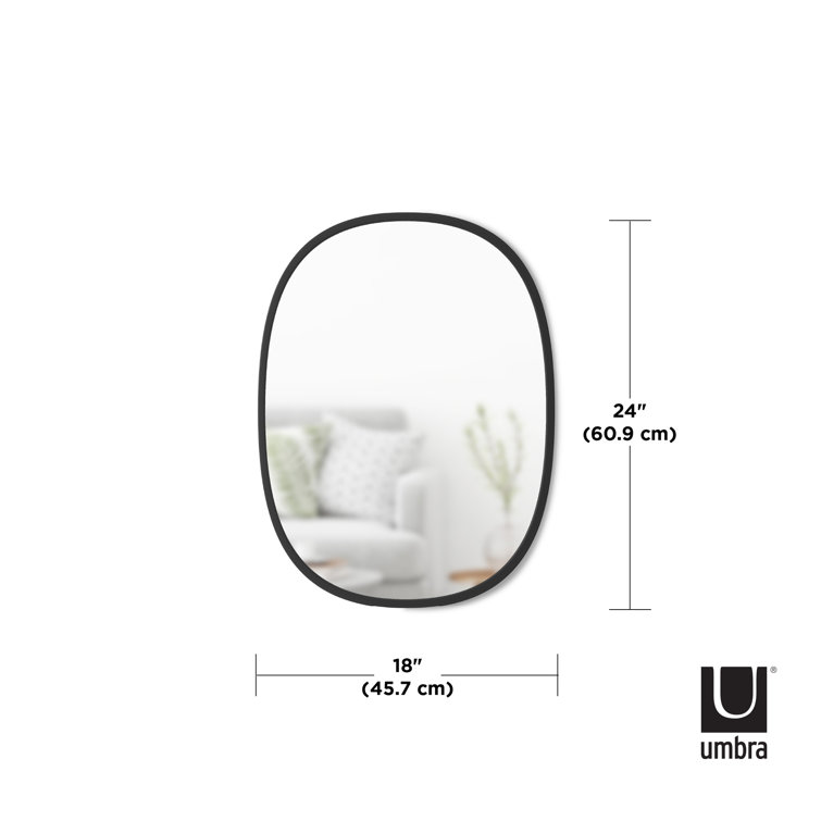 Sleek Modern Oval Hub Wall Mirror 18"x24" in Black