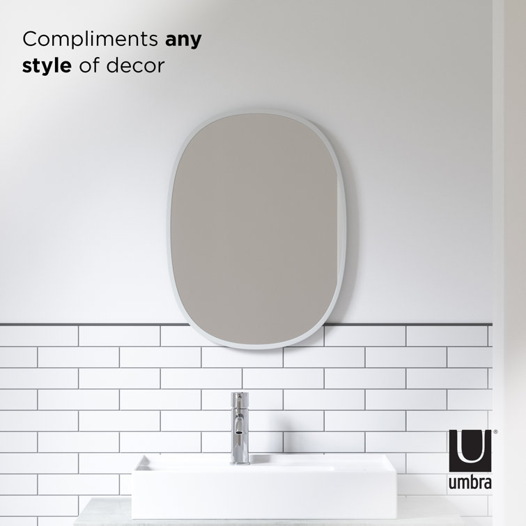 Sleek Modern Oval Hub Wall Mirror 18"x24" in Black