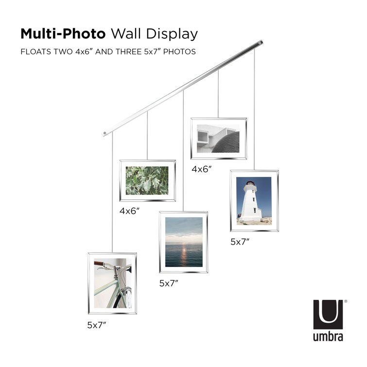 Chrome Floating Wall-Mounted 4x6 Picture Frame Set