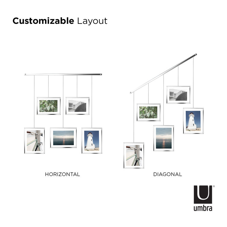 Chrome Floating Wall-Mounted 4x6 Picture Frame Set
