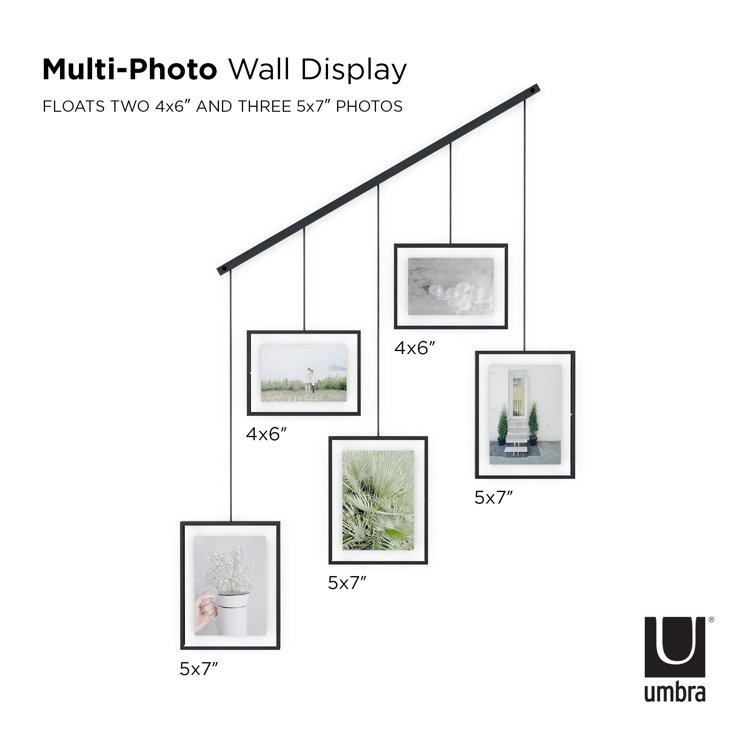 Exhibit Ledge Black Metal 5-Picture Frame Set for Modern Wall Display