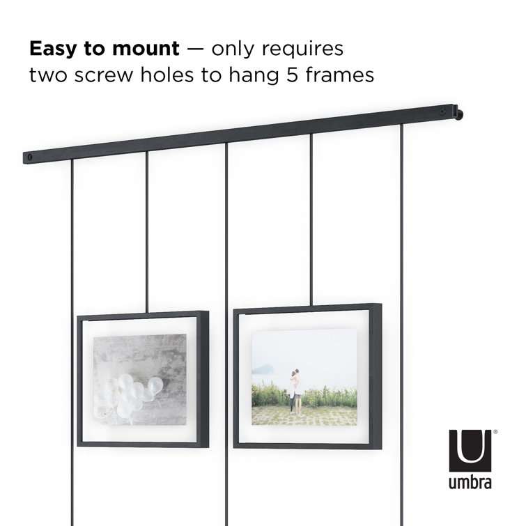 Exhibit Ledge Black Metal 5-Picture Frame Set for Modern Wall Display