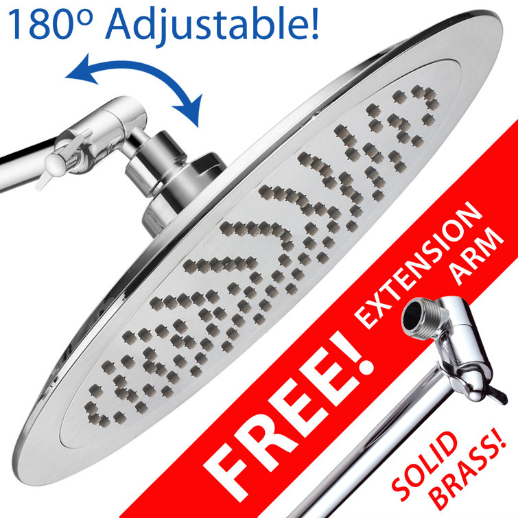 9-Inch Chrome Adjustable Rain Shower Head with Brass Extension Arm