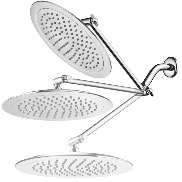 9-Inch Chrome Adjustable Rain Shower Head with Brass Extension Arm