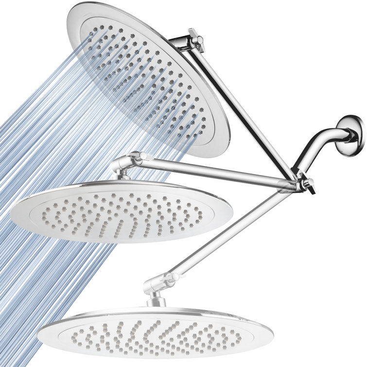 9-Inch Chrome Adjustable Rain Shower Head with Brass Extension Arm