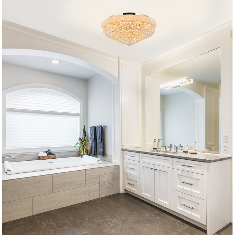 Elegant Primo Gold 15-Light Flush Mount with Royal Cut Crystal